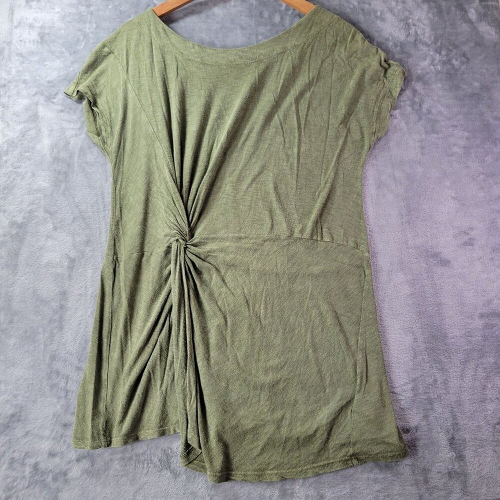 By Anthropologie Womens Green‎ Knot Front Top XS Asymmetrical Draped Casual